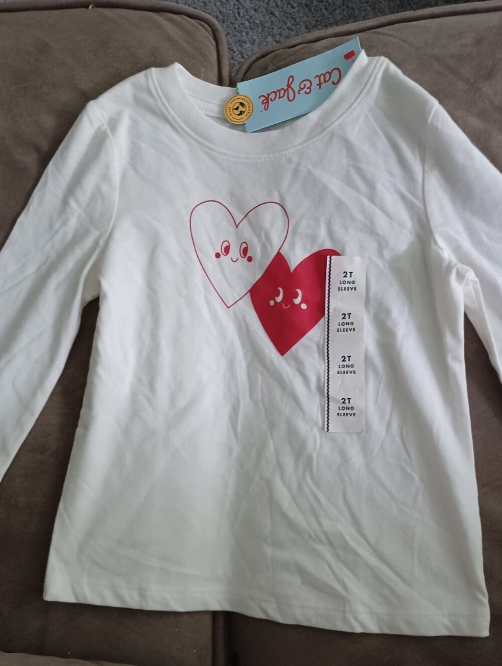 Target White Long Sleeve Tee with Red Heart Graphics